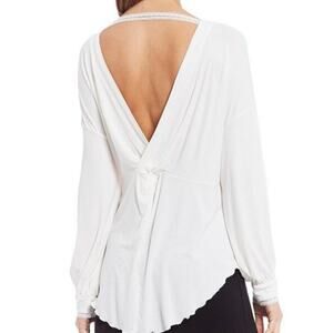 Free People Shimmy Shake Top Deep V-Back Ivory Size XS NEW